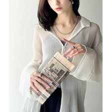 大人の抜け感。シアー楊柳素材カーディガンブラウス（長袖）