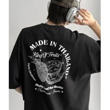 《JaVaジャバコラボ》周りと差がつくアート感。綿100％ タイ☆トロピカルフルーツ柄☆ビッグT