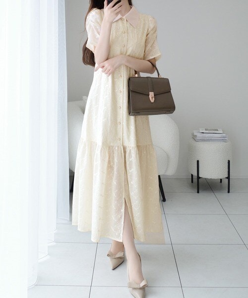 mily bilet】おしゃれと高級感の絶妙なバランス。花刺繍ガーゼレトロ