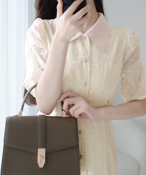 mily bilet】おしゃれと高級感の絶妙なバランス。花刺繍ガーゼレトロ