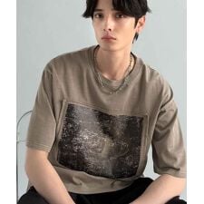 Pigment-Dyed Double-Layered Design Print T-Shirt