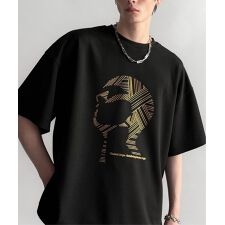 Face Graphic Oversized Double-Knit T-Shirt