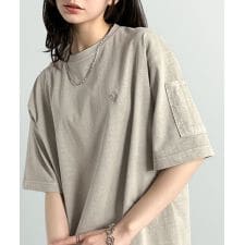 「イマドキな、古着感。」袖ポケット付きピグメント加工刺繍入りTシャツ