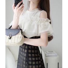 【mily bilet】ときめき、ひとめぼれ。チュールフリルドッキングノースリーブワンピ（ロング丈）