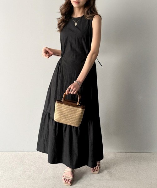 【新品】 LEJAパールネックパフスリーブボレロ格子レースワンピースドレス Leja（レジャ）の「【LEJA】パールネックパフスリーブボレロ格子