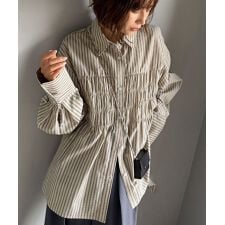 クラシカルエルフ(Classical Elf)の【2025AW新作】立体感を纏う。シャーリングビスチェ風ロングカフスビッグシャツ（長袖）