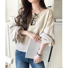 クラシカルエルフ(Classical Elf)の【25AW新作】さらり滑らか。綿100％タック入りバルーンスリーブプルオーバー(長袖)