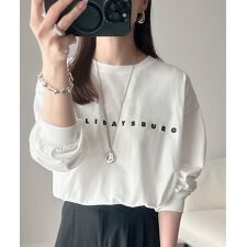 クラシカルエルフ(Classical Elf)の【2025AW新作】大人の上品カジュアル。綿100％シルケット風シンプル英字ロゴT（長袖）