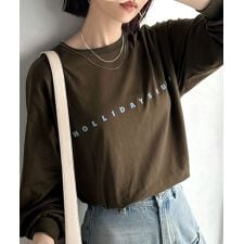 クラシカルエルフ(Classical Elf)の【2025AW新作】大人の上品カジュアル。綿100％シルケット風シンプル英字ロゴT（長袖）