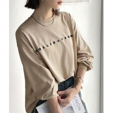 クラシカルエルフ(Classical Elf)の【2025AW新作】大人の上品カジュアル。綿100％シルケット風シンプル英字ロゴT（長袖）