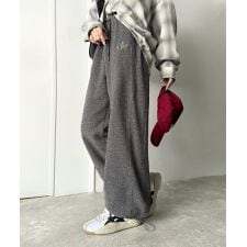 クラシカルエルフ(Classical Elf)の【2025AW新作】《JaVaジャバコラボ》裾ドロストロゴ刺繍ミックス調フリースパンツ