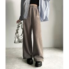 クラシカルエルフ(Classical Elf)の【2025AW新作】《JaVaジャバコラボ》裾ドロストロゴ刺繍ミックス調フリースパンツ