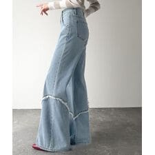 【2025AW新作】【mily bilet】ヴィンテージライク♪フリンジダメージフレアデニム