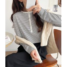 クラシカルエルフ(Classical Elf)の【2025AW新作】シンプルだからこそ、こだわりたい。シルケット加工ドット釦ヘンリーTシャツ（長袖）