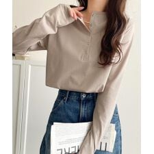 クラシカルエルフ(Classical Elf)の【2025AW新作】シンプルだからこそ、こだわりたい。シルケット加工ドット釦ヘンリーTシャツ（長袖）