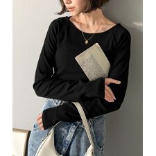 【2025AW新作】デコルテラインを美しく演出。クルーネックリブトップス（長袖）