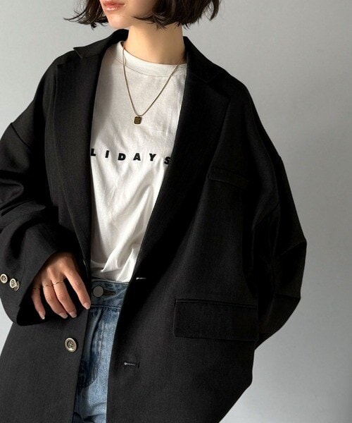 羽織るだけでキマる。袖タックヘリンボーンオーバーサイズジャケット