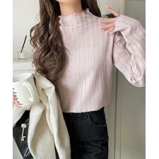 クラシカルエルフ(Classical Elf)の【2025AW新作】ほんのり色っぽ。プチハイネック透かし編みメロウトップス（長袖）