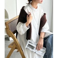 クラシカルエルフ(Classical Elf)の【25AW新作】着方自在でロングシーズン活躍◎柄アソートバンドカラービッグシャツワンピ