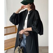 クラシカルエルフ(Classical Elf)の【25AW新作】着方自在でロングシーズン活躍◎柄アソートバンドカラービッグシャツワンピ