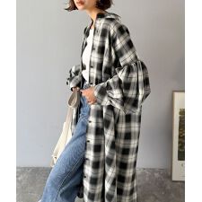 クラシカルエルフ(Classical Elf)の【25AW新作】着方自在でロングシーズン活躍◎柄アソートバンドカラービッグシャツワンピ