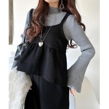 【2025AW新作】1枚で華奢見え華やか◎ダブルストラップペプラムサロペット