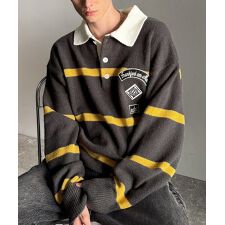 クラシカルエルフ(Classical Elf)の【2025AW新作】《JaVaジャバコラボ》ワッペンデザインラガーポロニット（長袖）