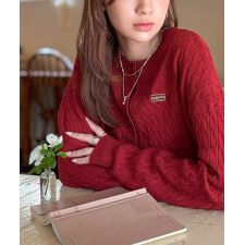 クラシカルエルフ(Classical Elf)の【mily bilet】やわらかな優しさ、漂う気品。前後2wayプレート使いケーブルニットカーデ