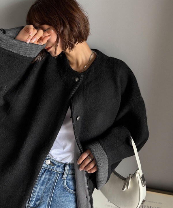 Leilian / レリアン メランジショートカーディガン