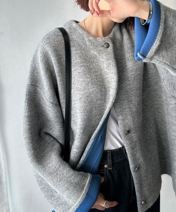 美品KUMIKYOKU NAVY ダブルクロスストレッチ ノーカラーコートM 組曲｜【KUMIKYOKU NAVY】ダブルクロスストレッチ ノーカラー