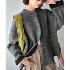 クラシカルエルフ(Classical Elf)の【2025AW新作】配色で差がつくベーシックな一枚。Wフェイス配色ニットカーディガン