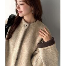 クラシカルエルフ(Classical Elf)の【2025AW新作】配色で差がつくベーシックな一枚。Wフェイス配色ニットカーディガン