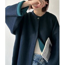 クラシカルエルフ(Classical Elf)の【2025AW新作】配色で差がつくベーシックな一枚。Wフェイス配色ニットカーディガン