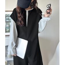 【2025AW新作】シンプルだけど、襟元に大人の抜け感。ハーフジップオールインワン