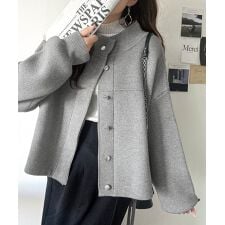 クラシカルエルフ(Classical Elf)の【2025AW新作】シンプルで洗練されたデザインが魅力！サイドドロスト比翼ニットブルゾン