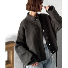 クラシカルエルフ(Classical Elf)の【2025AW新作】シンプルで洗練されたデザインが魅力！サイドドロスト比翼ニットブルゾン