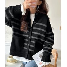 【2025AW新作】絶妙なすっきりシルエット。エポレットスリーブボーダーニットカーディガン