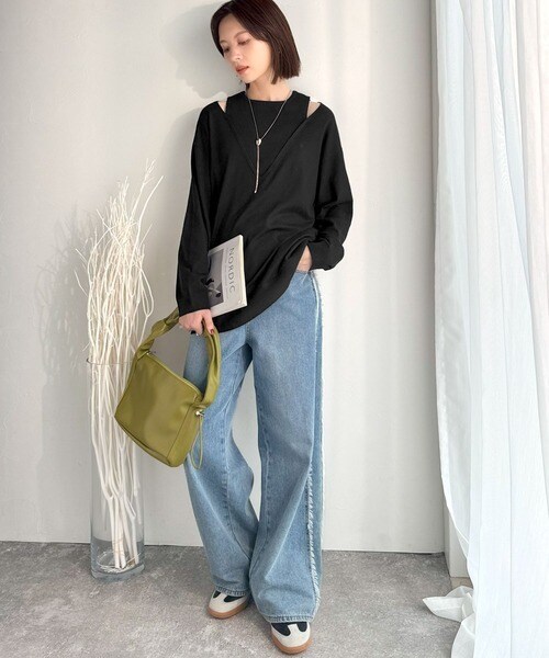 2025AW新作】一枚着るだけで、大人の抜け感を演出♪レイヤード風ニット