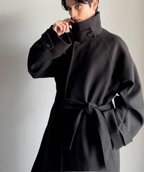 魅せ方、自由自在。襟2way比翼仕立てニットメルトンスタンドステン