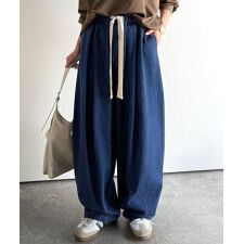 クラシカルエルフ(Classical Elf)の《JaVaジャバコラボ》365日、着回し無限！ウエストドロスト付きコクーンデニムイージーパンツ