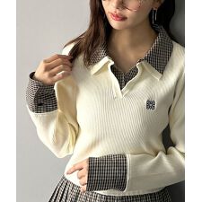 クラシカルエルフ(Classical Elf)の25AW新作【mily bilet】旬のレイヤードスタイル♪異素材切り替えニットプルオーバー