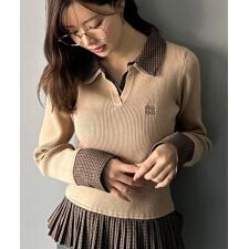 クラシカルエルフ(Classical Elf)の25AW新作【mily bilet】旬のレイヤードスタイル♪異素材切り替えニットプルオーバー