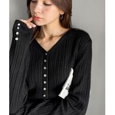 クラシカルエルフ(Classical Elf)の25AW新作【mily bilet】春秋の大定番♪多ボタン使いランダムリブニットカーディガン（長袖）