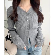 クラシカルエルフ(Classical Elf)の25AW新作【mily bilet】春秋の大定番♪多ボタン使いランダムリブニットカーディガン（長袖）