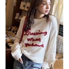 25AW新作【mily bilet】デイリースタイルを華やかに。コード刺繍ネップニットプルオーバー