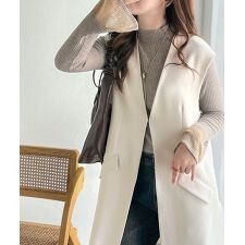 クラシカルエルフ(Classical Elf)の【25AW新作】足し算でファッションを楽しむ♪フラップポケット付きロングジレ（セットアップ可能）