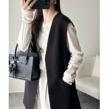 クラシカルエルフ(Classical Elf)の【25AW新作】足し算でファッションを楽しむ♪フラップポケット付きロングジレ（セットアップ可能）