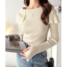 クラシカルエルフ(Classical Elf)の【2025AW新作】上品＆繊細に華奢見え♪サムホール付きオフショルリブ編みニット（長袖）