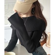 クラシカルエルフ(Classical Elf)の【2025AW新作】上品＆繊細に華奢見え♪サムホール付きオフショルリブ編みニット（長袖）