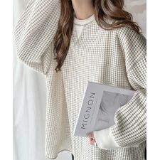 クラシカルエルフ(Classical Elf)の毎日着たい「ラクかわいい」トレンド素材で着映え確定♪ヘビーワッフル配色ステッチロンTEE（長袖）